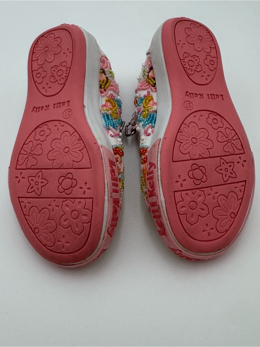 Lelli Kelly Girls Size 27 Beaded Fairy Mary Jane Shoes Pink White Hook Loop - Picture 9 of 9